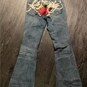 Ed Hardy Flare Jeans with Heart Design